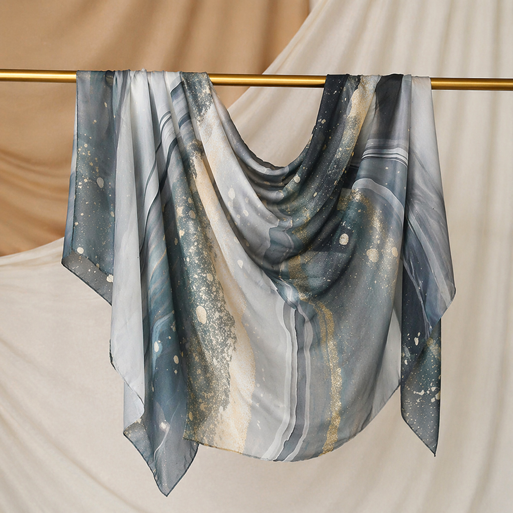 Midnight Marble Luxe Hijab