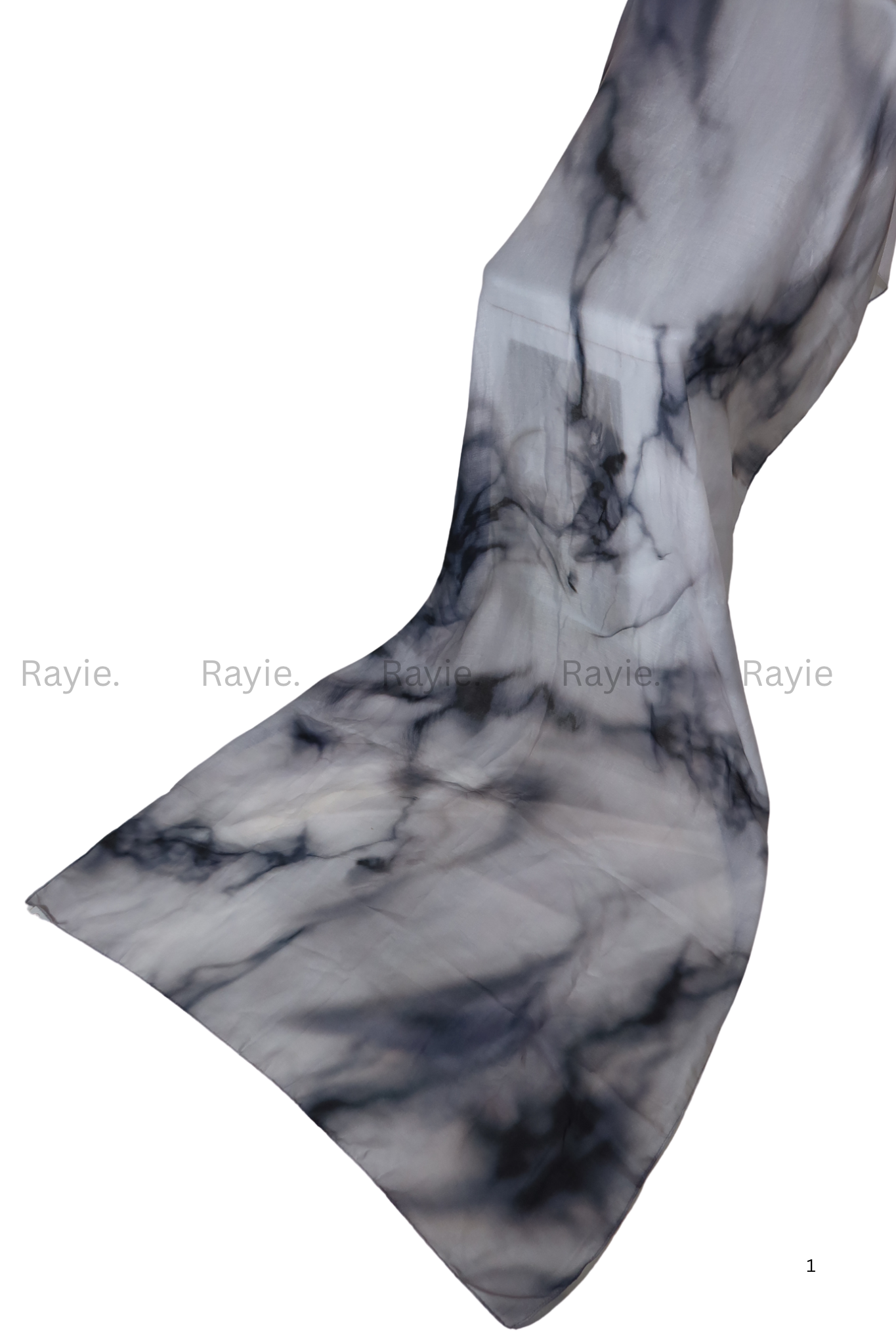 Black & White Cloud Marble Hijab