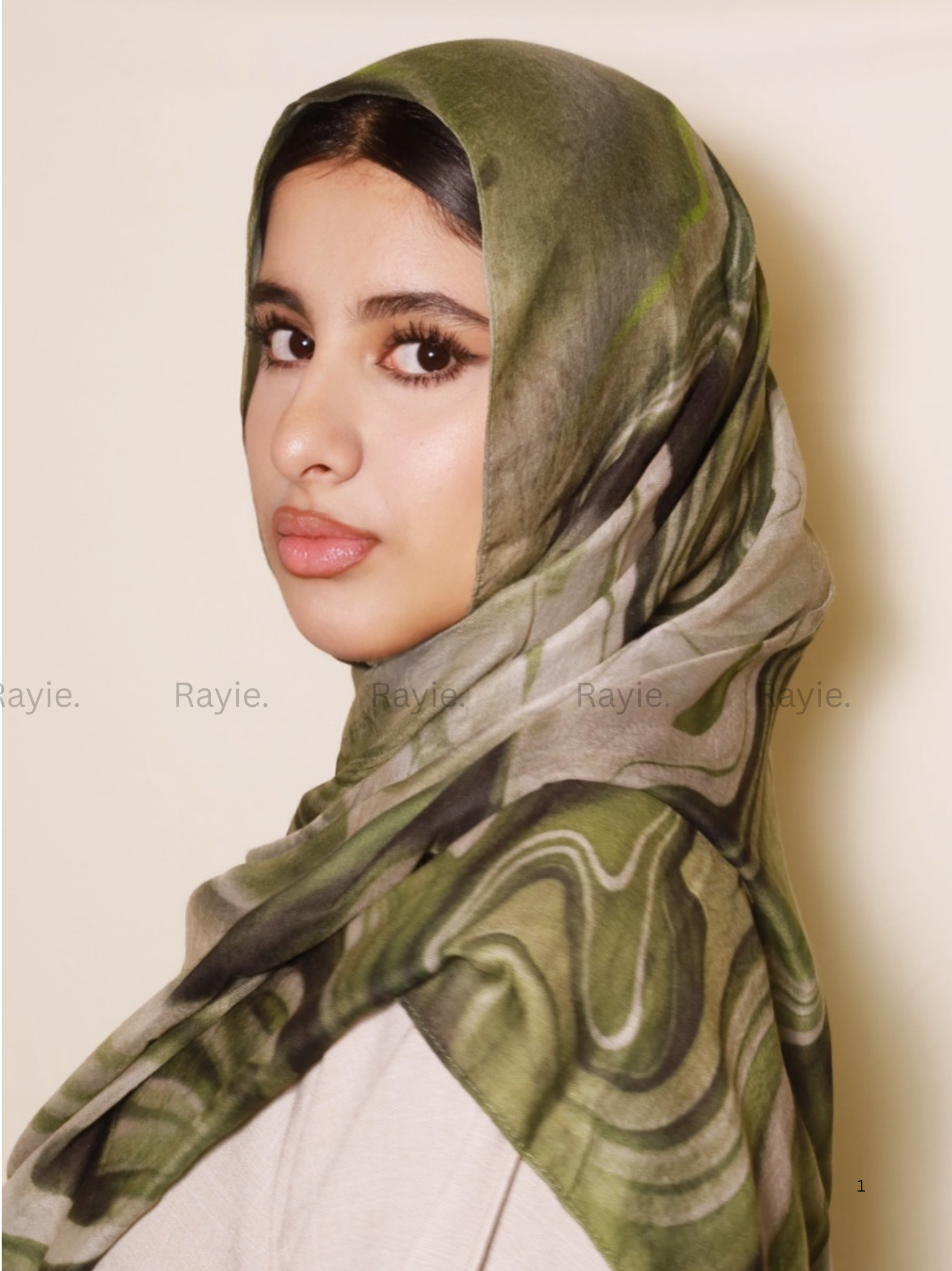 Emerald Olive Swirl – Premium Modal Hijab