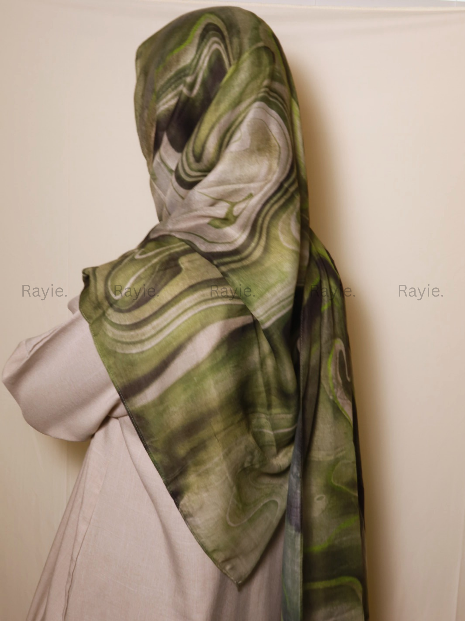 Emerald Olive Swirl – Premium Modal Hijab