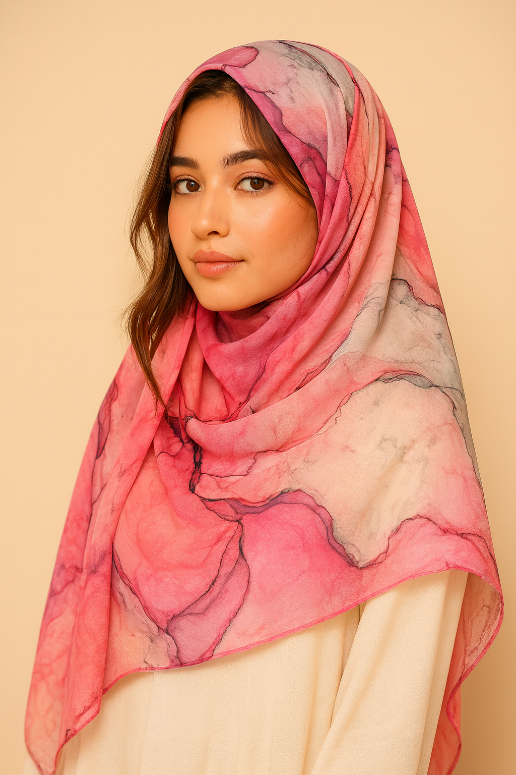 Blush Marble Veil Hijab