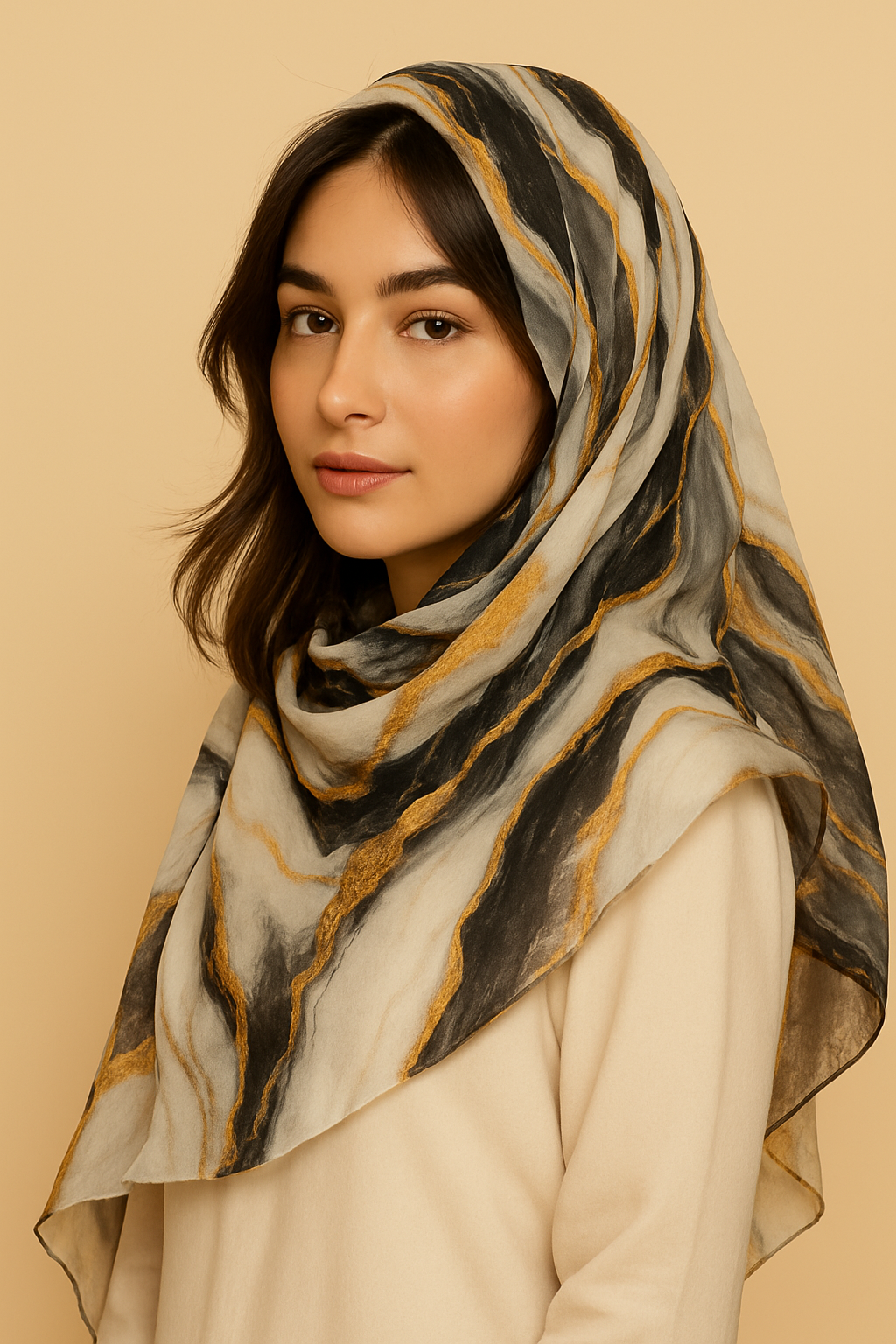 Golden Vein Marble Modal Hijab