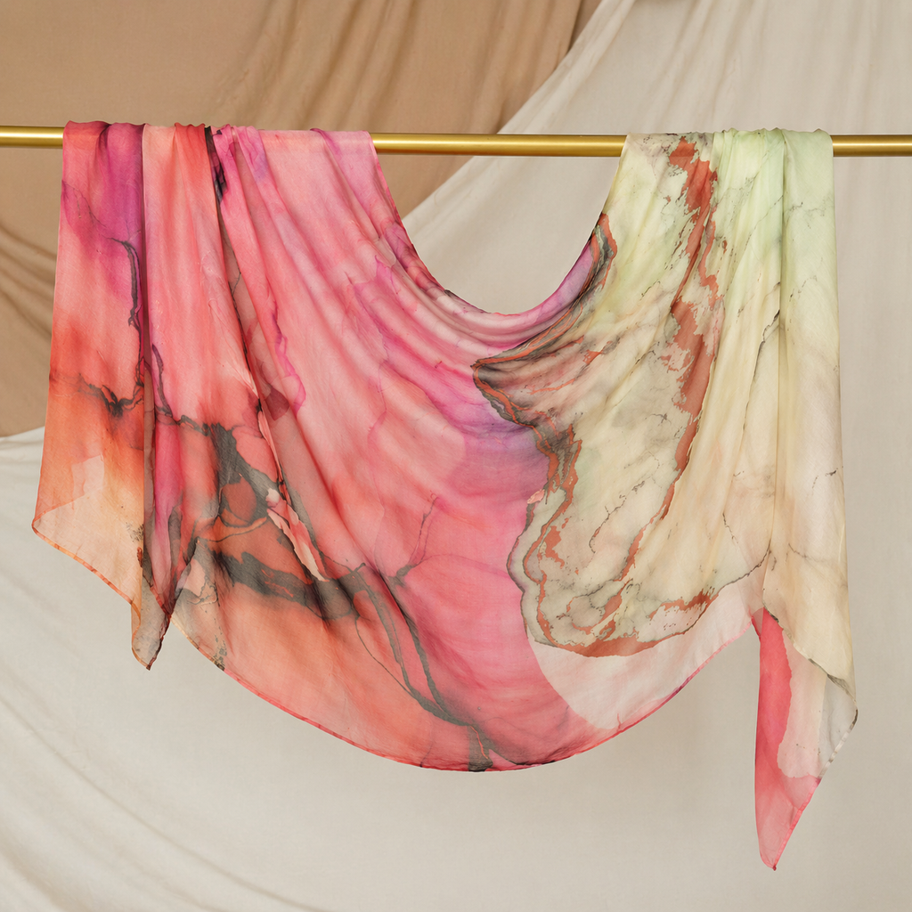 Blush Marble Veil Hijab