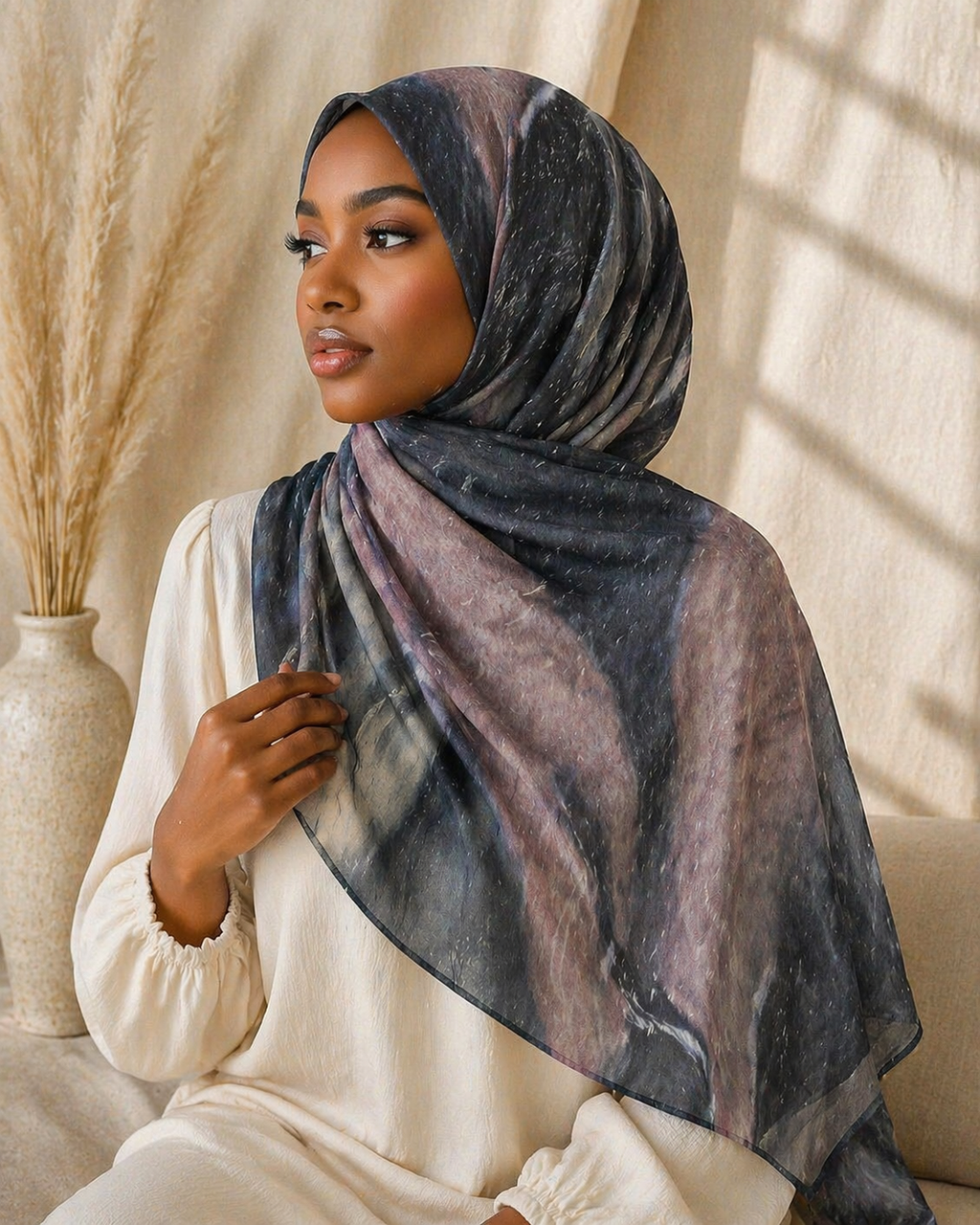 Midnight Marble Modal Hijab