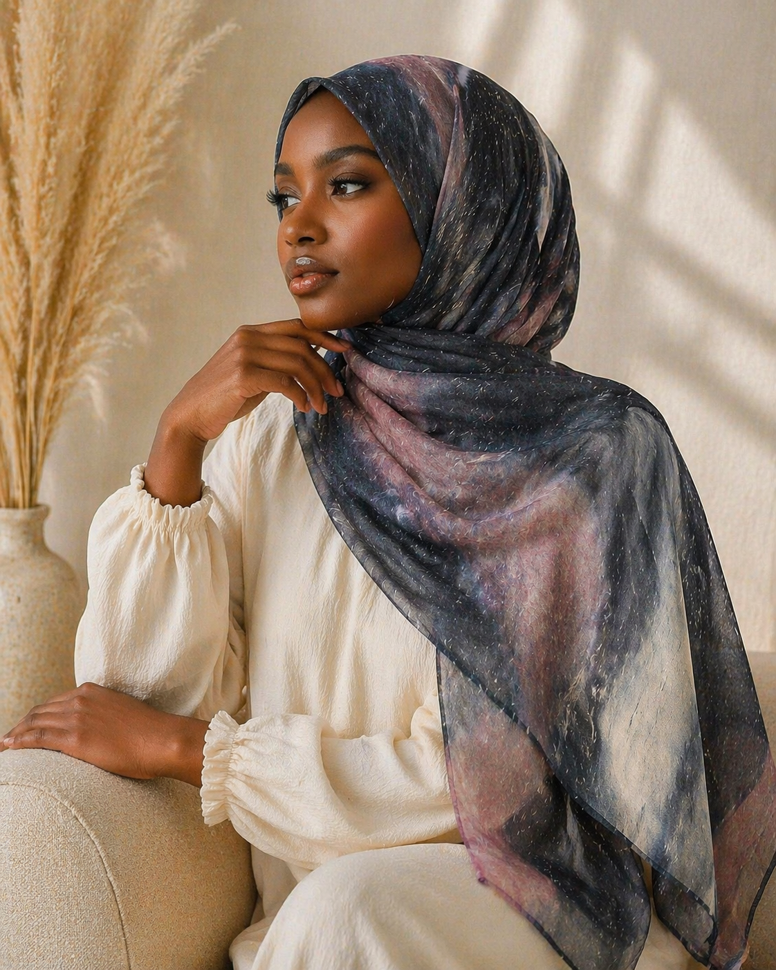 Midnight Marble Modal Hijab
