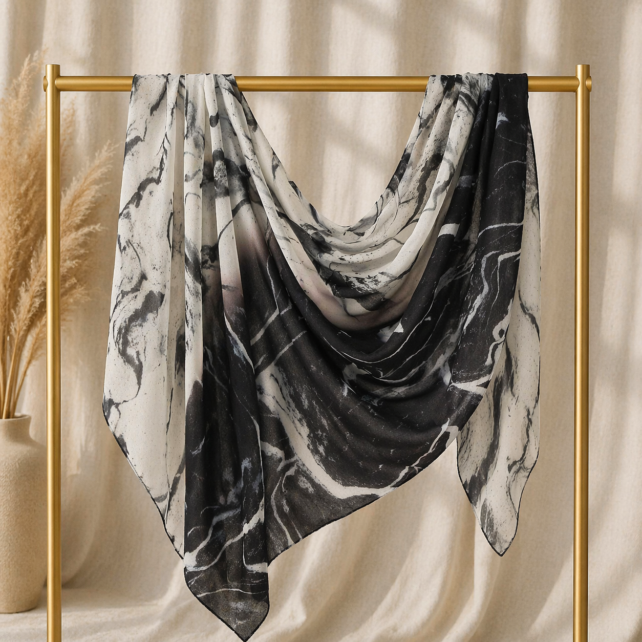 Monochrome Marble Modal Hijab