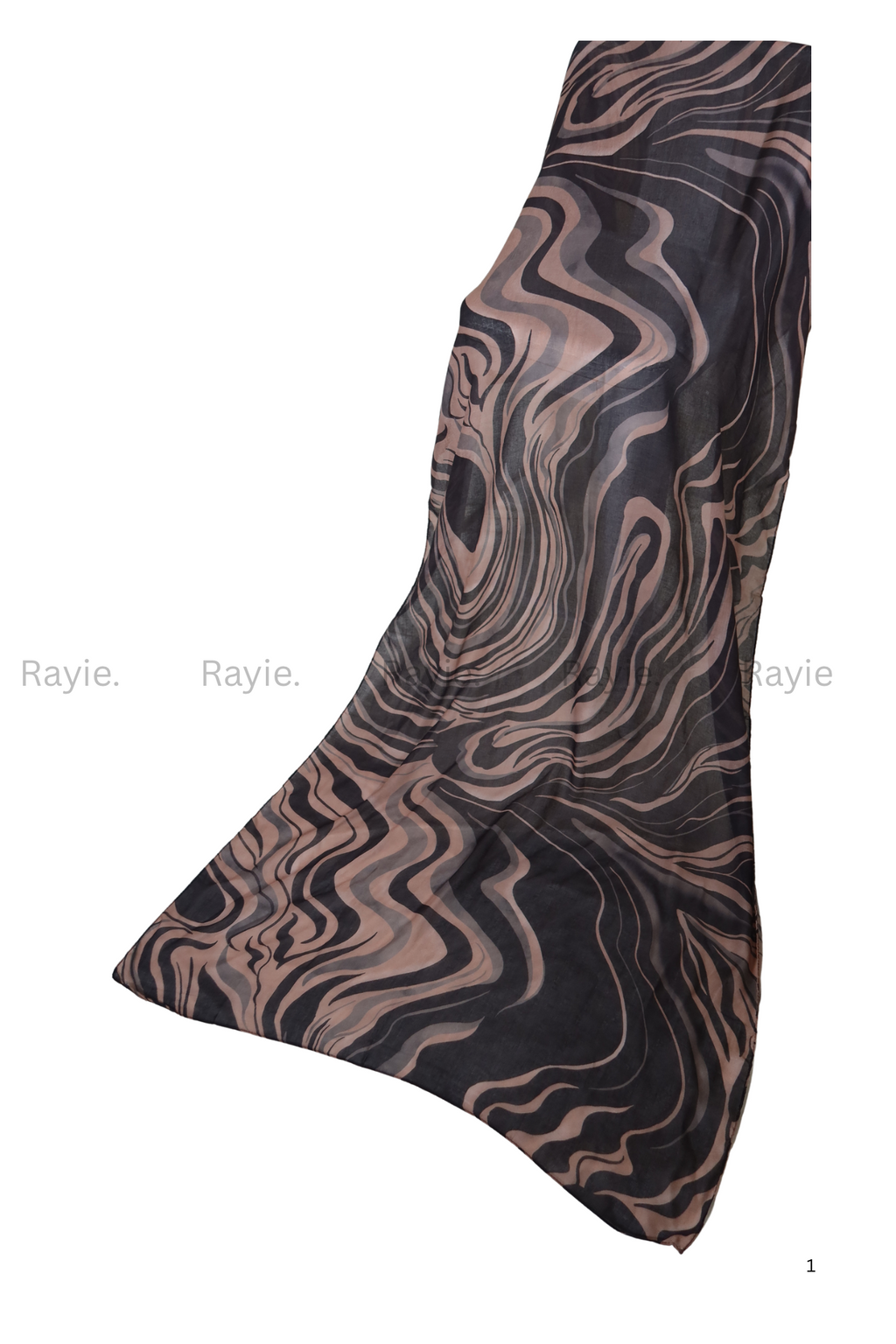 Brown & Black Swirl Hijab — Bold Lines