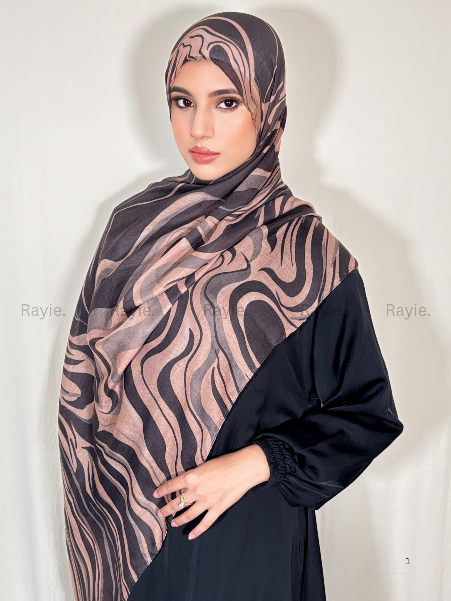 Brown & Black Swirl Hijab — Bold Lines