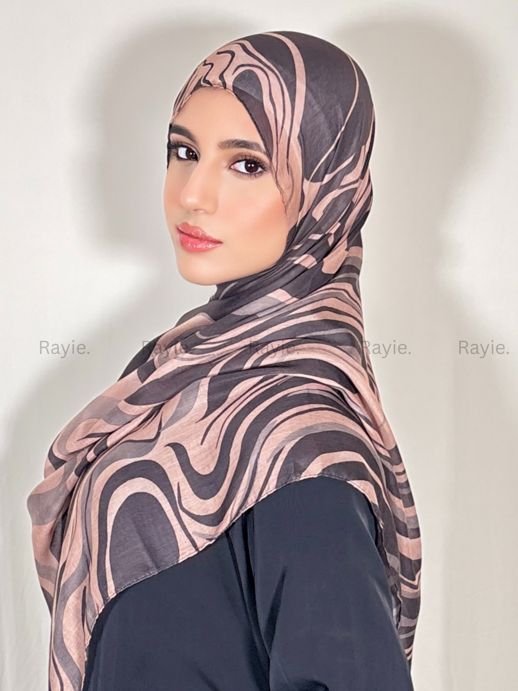Brown & Black Swirl Hijab — Bold Lines