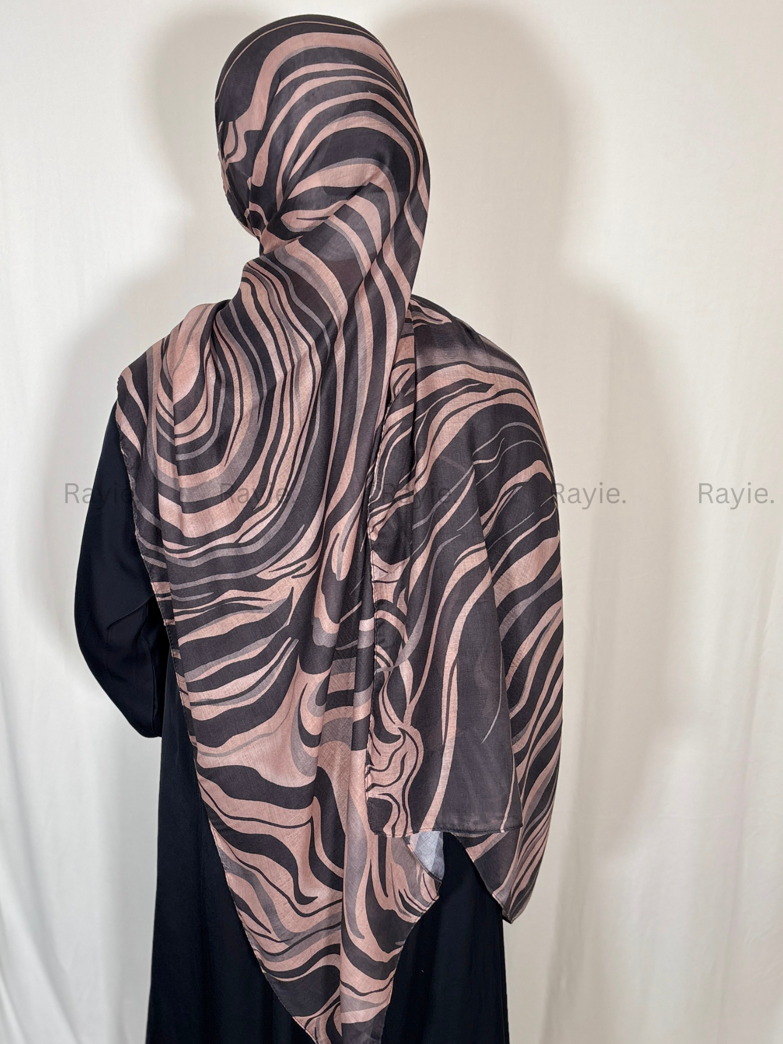 Brown & Black Swirl Hijab — Bold Lines